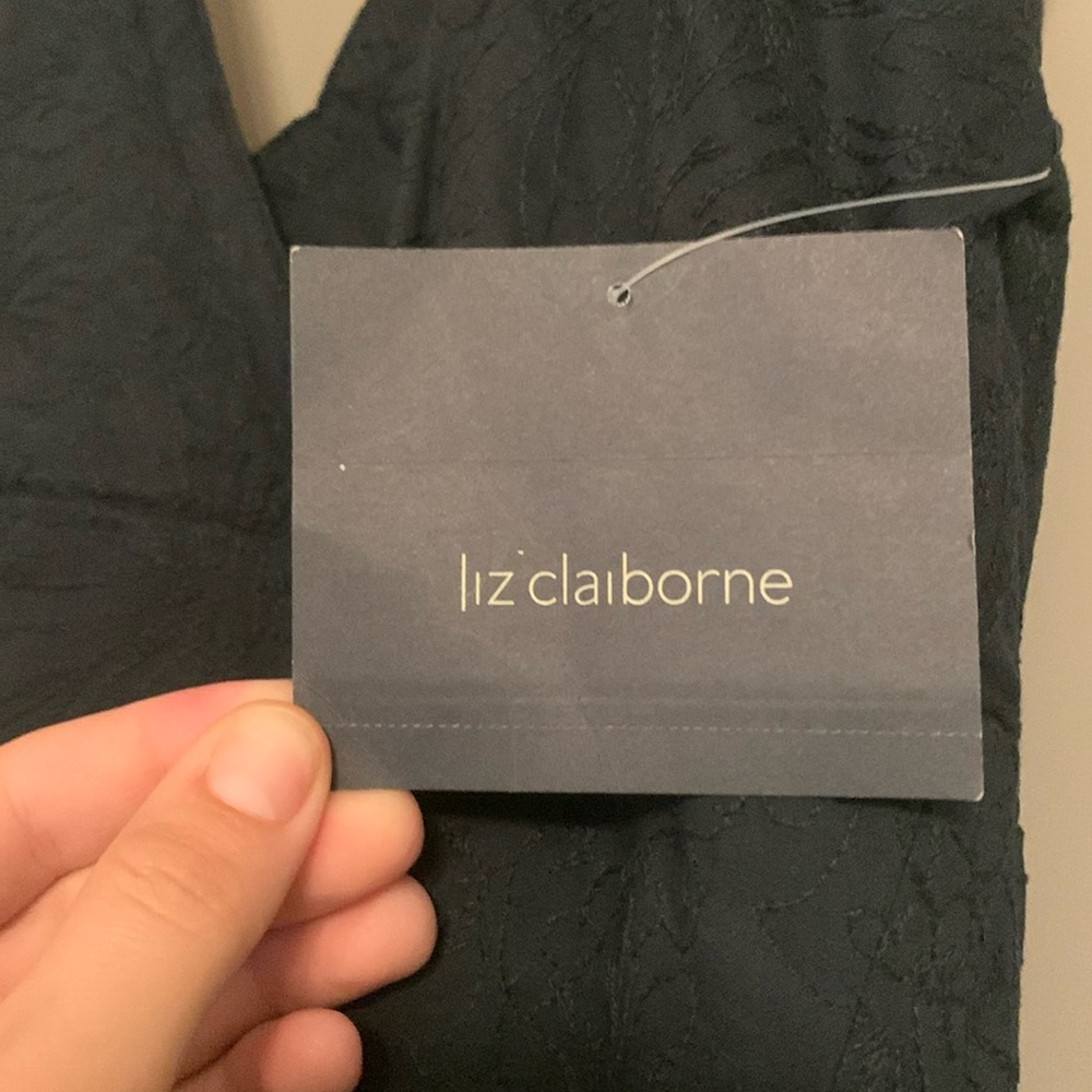 NWT Liz Claiborne Ocean Voyage Navy Floral Stitched Halter Dress w/ Back Zipper - Picture 5 of 6